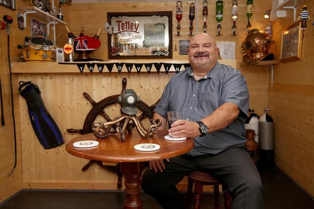 UK Lottery winner Steve Walsh in his garden pub. Creating a pub/bar in your garden is another of Northern Ireland’s top 25