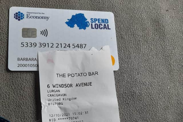 Woman donates most of her £100 voucher to the Potato Bar in Lurgan's charity bake for Roof, a homeless charity.