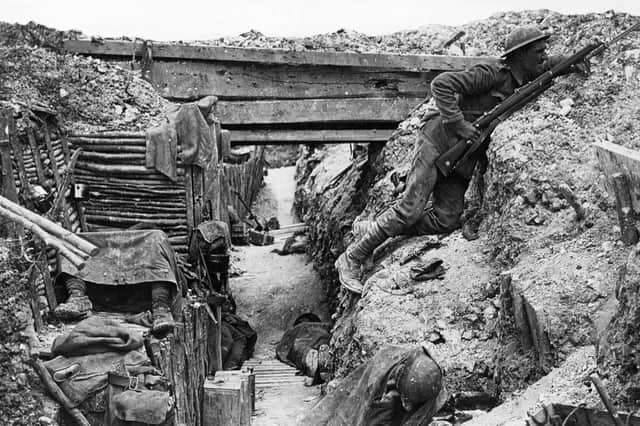 A trench on the Western Front in WWI