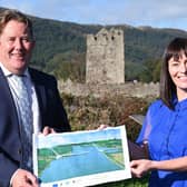 Infrastructure Minister Nichola Mallon MLA along with Irish Minister for Housing, Local Government and Heritage Darragh O'Brien TD on a visit to Warrenpoint to discuss the Narrow Water Bridge project. Photo: Michael Cooper