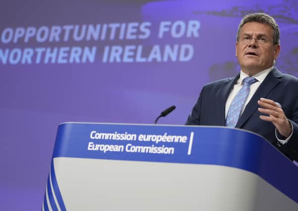 Maros Sefcovic unveiled the EU’s plans to 'mitigate' checks and paperwork between GB and NI but there are many caveats and exceptions. However, it is progress that the government and the EU have reopened this dangerous, unbalanced deal