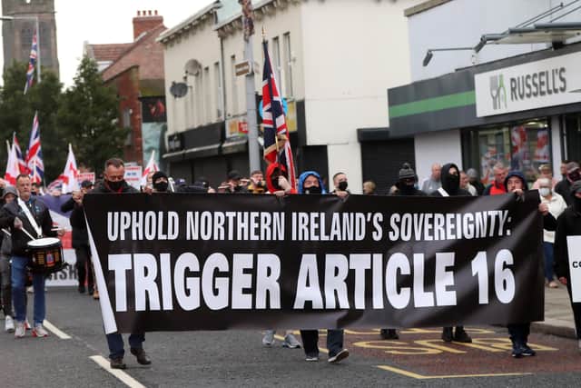 Protocol protest, Newtownards Road, East Belfast, Northern Ireland