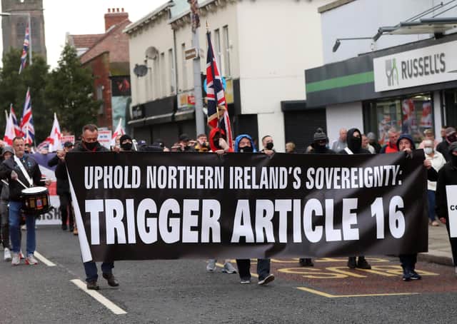 Protocol protest, Newtownards Road, East Belfast, Northern Ireland