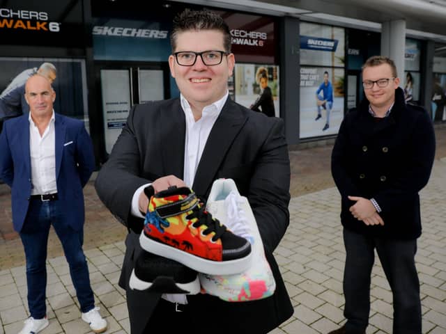 Paul Gallagher, managing director of Skechers Ireland, Chris Flynn, centre director of The Junction and Craig Stewart, senior asset manager of Lotus Property