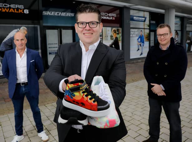 Paul Gallagher, managing director of Skechers Ireland, Chris Flynn, centre director of The Junction and Craig Stewart, senior asset manager of Lotus Property