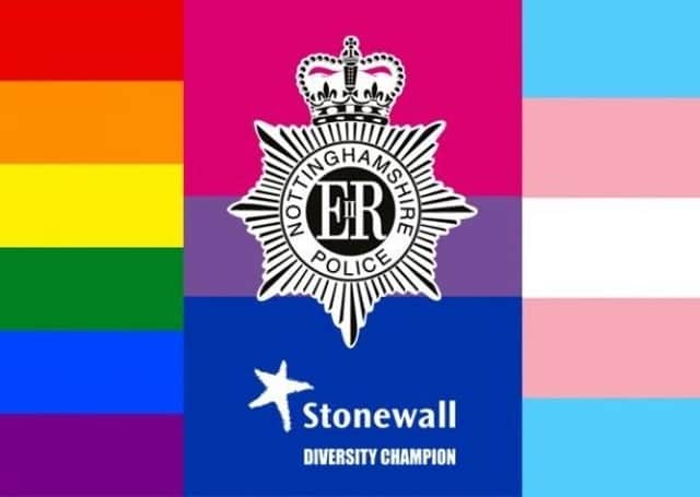 A logo promoted by Nottinghamshire Police, one of many organisations to have sought to align themselves with Stonewall’s views; in Northern Ireland, the PSNI has increasingly become involved in LGBTQQIA+ campaigns too