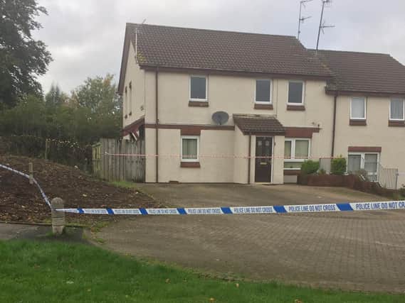 The property in Sandy Braes, Magherafelt, where the body was found. Police have cordoned off the area.