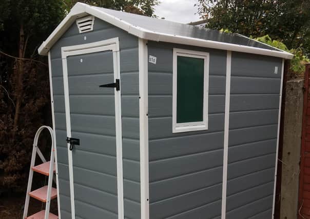 The completed shed ... or is it a Portaloo?