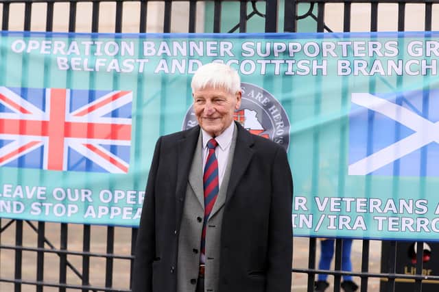 Former Life Guards Regiment soldier Dennis Hutchings pictured outside Belfast Crown Court.   

Picture by Jonathan Porter/PressEye