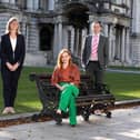 Belfast City Council's first Climate Commissioner, Debbie Caldwell, Annie David, head of innovation at Ulster Weavers with John Ferris, regional ecosystem manager, Ulster Bank