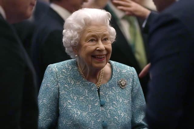 Queen Elizabeth on Tuesday meeting attendees at the Global Investment Conference at Windsor Castle, the night before she stayed in hostpital, before returning to Windsor today