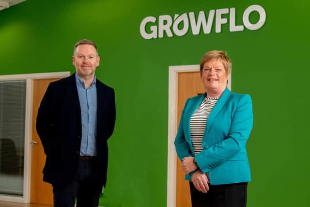 Alan Brown, managing director of Output Digital with Dr Vicky Kell, director of Innovation, Research and Development, Invest NI