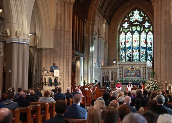 President of the Methodist Church in Ireland, Rev Dr Sahr Yambasu speaking a service to mark the centenary of partition at St Patrick's Cathedral in Armagh on Thursday October 21, 2021. The Queen’s health-related absence from Thursday’s service sent nationalist commentators into hyper drive