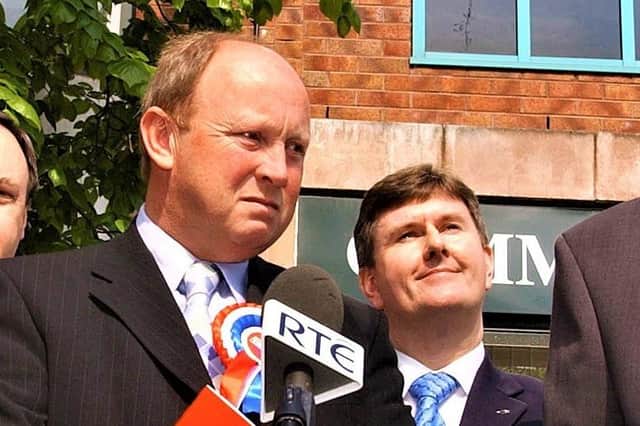 Jim Allister alongside Jeffrey Donaldson in 2004 when they were colleagues together in the DUP; Mr Allister quit the party three years later, and has been a fierce critic of it ever since
