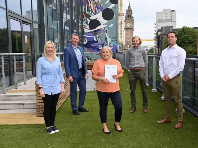 Damian Bannon, Belfast Area manager with Sara Elliott, Geraldine Duggan, City Centre manager, Niall Burke and Gareth Doherty from Belfast City Centre Management Company