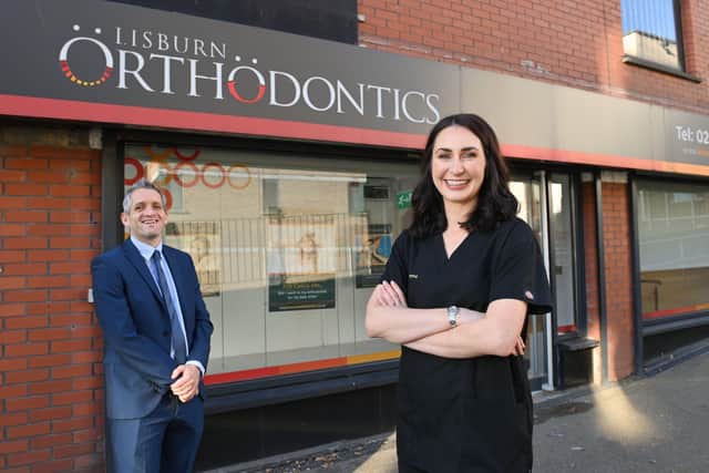 Business development manager at Ulster Bank, Paul Reid with orthodontist Emma McCrory