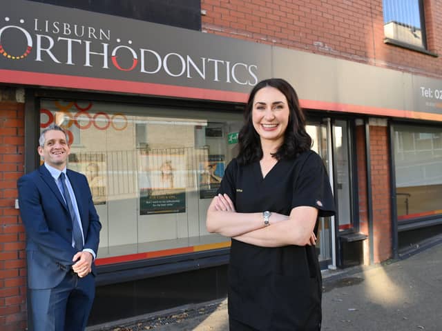 Business development manager at Ulster Bank, Paul Reid with orthodontist Emma McCrory