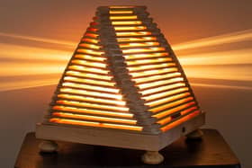 A lamp made from pallets by members of The Right Key