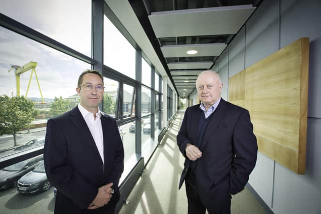 B-Secur CEO, Alan Foreman and First Capital Ventures executive managing director, Gary Graham during his recent visit to B-Secur’s Belfast headquarters at Catalyst