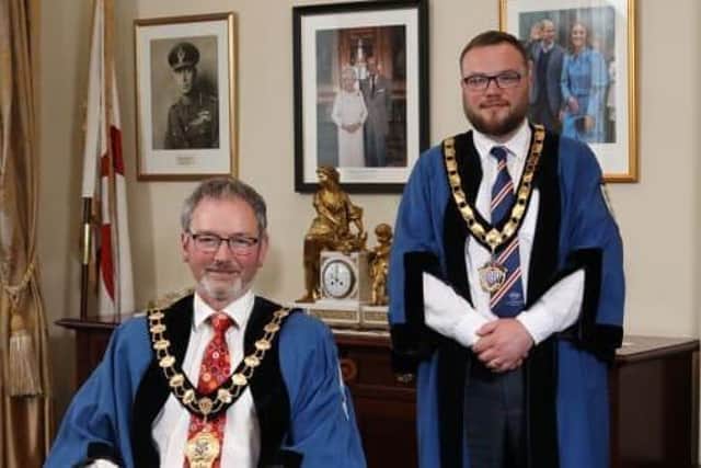 The Mayor of Mid and East Antrim, Councillor William McCaughey and Deputy Mayor, Councillor Matthew Armstrong, in their robes.