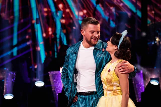 Adam Peaty and Katya Jones after they became the latest dancers to be voted off BBC1's Strictly Come Dancing