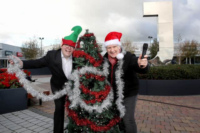 Pictured (L-R): Chris Flynn, centre director at The Junction and Dan Gordon, actor, launch the return of award-winning Christmas panto, Elves Got Talent 2, to The Junction in Antrim. Commencing on Wednesday 15th December, the 45-minute show will run three times daily until Sunday 19th December, with all proceeds from the ticket admission sales going direct to St John Ambulance Antrim, NI Children’s Hospice and Women’s Aid. Admission fee is £9 per adult and £6 per child. For more details and booking information please visit www.thejunctionshopping.com.