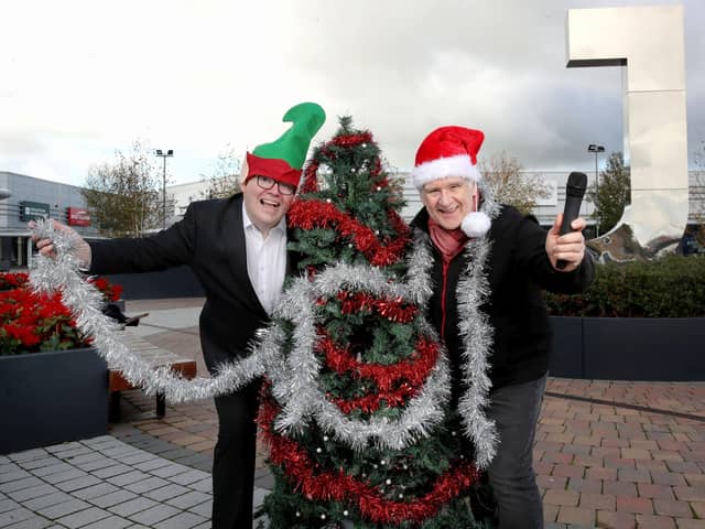 Pictured (L-R): Chris Flynn, centre director at The Junction and Dan Gordon, actor, launch the return of award-winning Christmas panto, Elves Got Talent 2, to The Junction in Antrim. Commencing on Wednesday 15th December, the 45-minute show will run three times daily until Sunday 19th December, with all proceeds from the ticket admission sales going direct to St John Ambulance Antrim, NI Children’s Hospice and Women’s Aid. Admission fee is £9 per adult and £6 per child. For more details and booking information please visit www.thejunctionshopping.com.