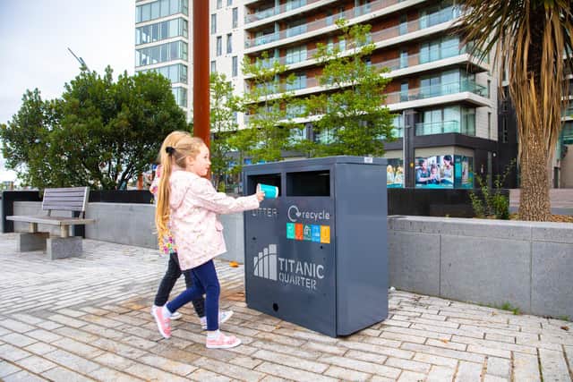 Titanic Quarter Ltd has completed the installation of dual litter recycling bins