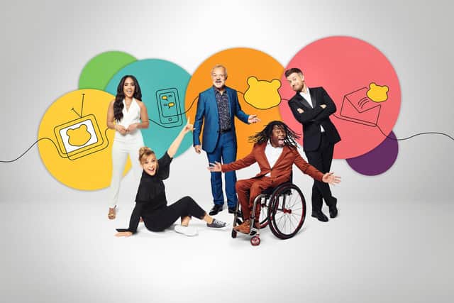 Alex Scott, Mel Giedroyc, Graham Norton, Ade Adepitan and Chris Ramsey