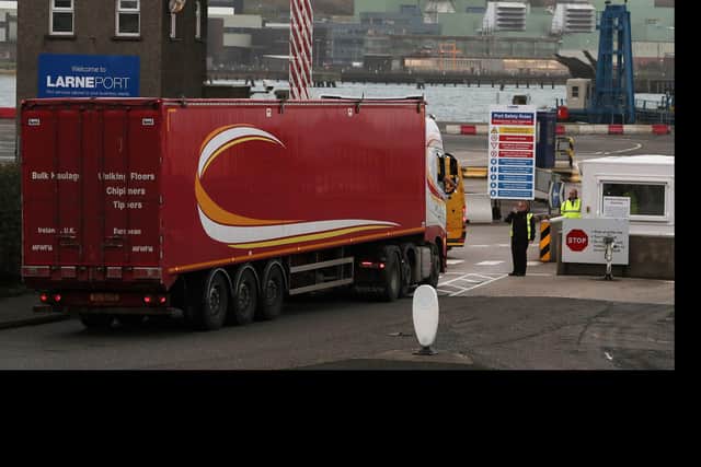 Vehicles arrive at Larne Port in Northern Ireland. PRESS ASSOCIATION Photo. Picture date: Wednesday November 14, 2018. See PA story POLITICS Brexit Larne. Photo credit should read: Brian Lawless/PA Wire