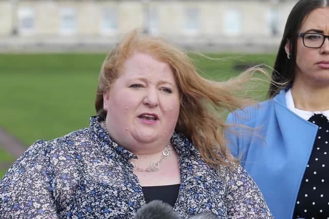 Alliance Party Naomi Long(left) and party colleague Sorcha Eastwood speaking to the press at Stormont after meeting Lord Frost, the UK's Brexit Minister. 

Picture by Jonathan Porter/PressEye