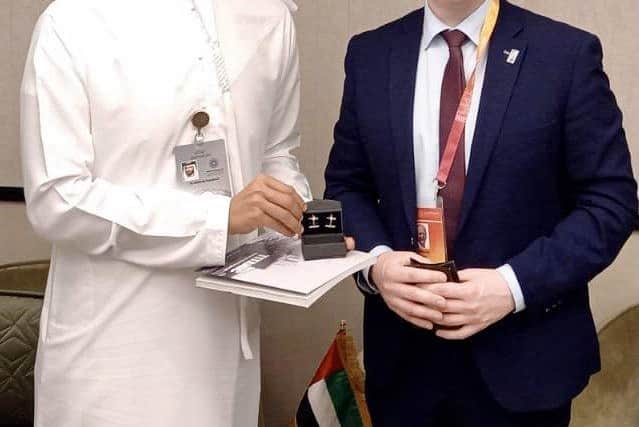 NI Economy Minister Gordon Lyons with the UAE Economy Minister, His Excellency Abdoulla Bin Touq Al Marri