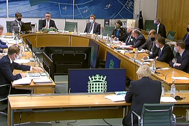 Prime Minister Boris Johnson giving evidence to the Liaison Committee at the House of Commons, London