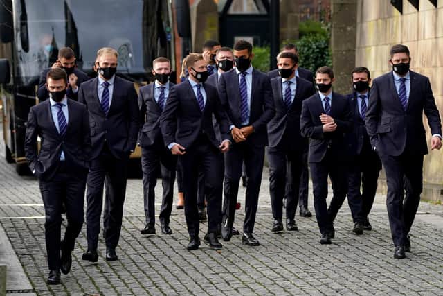 Rangers players attend the memorial service at Glasgow Cathedral. On the 26th October 2021 it was announced that former Scotland, Rangers and Everton manager Walter Smith had died aged 73. Picture date: Friday November 19, 2021.