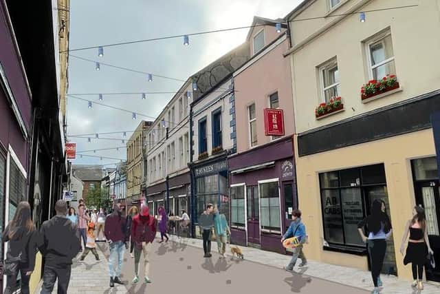 An image of proposed public realm works at Dunluce Street in Larne