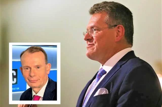 Maros Sefcovic and (inset) Andrew Marr