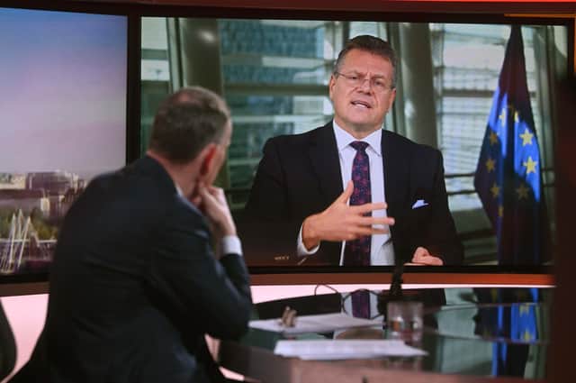 BBC handout photo of European Commission vice-president Maros Sefcovic appearing on the BBC1 current affairs programme, The Andrew Marr show