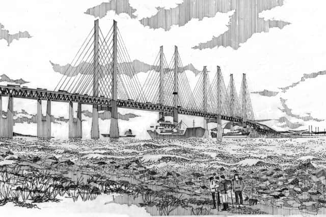 An artists' impression of how the proposed Celtic Crossing bridge between Northern Ireland and Scotland might look.