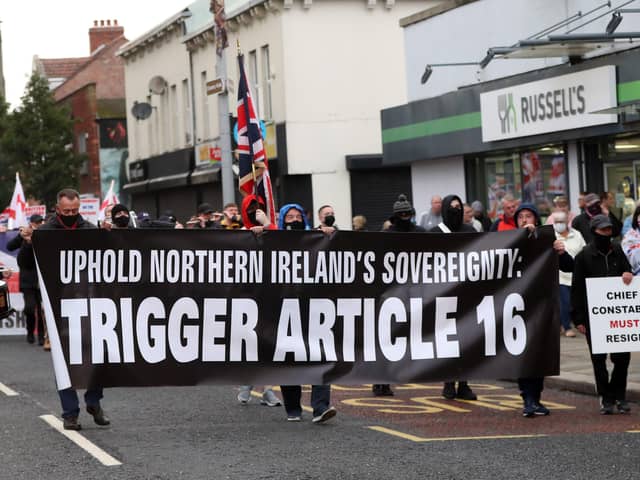 Protocol protest, Newtownards Road, East Belfast. Photograph by Declan Roughan / Press Eye
