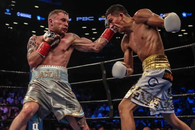 Carl Frampton won his second world title by defeating Leo Santa Cruz of Mexico in New York. Photo by Anthony Geathers/Getty Images)