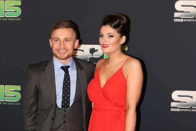 Carl Frampton with his wife Christine arriving at the BBC Sports Personality of the Year at Titanic Belfast in 2015. 
Picture by Andrew Paton/Press Eye.com
