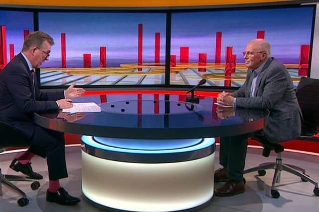 The Progressive Unionist Party councillor Dr John Kyle speaks in defence of the "opportunities" of the Northern Ireland Protocol in an interview with Mark Carruthers on BBC One NI's The View, Thursday November 25 2021
