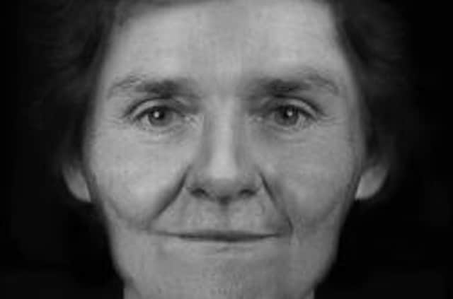 The facial reconstruction of woman found on Port Logan beach in Stranraer