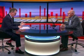The Progressive Unionist Party councillor Dr John Kyle speaks in defence of the "opportunities" of the Northern Ireland Protocol in an interview with Mark Carruthers on BBC One NI's The View. He implied unionists hadn’t thought things through yet his own grasp seemed lacking