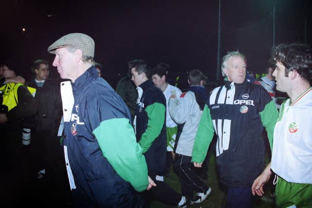 Jack Charlton at the end of the 1993 game when his Republic of Ireland

Republic team celebrated its entry to the world cup