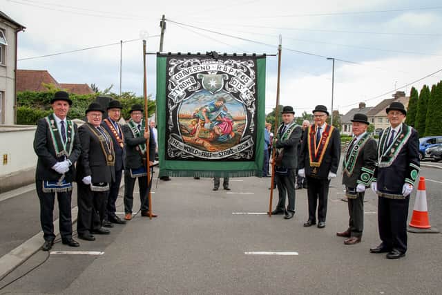 Officers at the unfurling of a new banner for Gravesend RBP 65 (Cookstown)