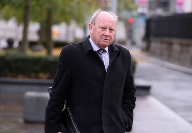 TUV leader Jim Allister arrives at the High Court in Belfast