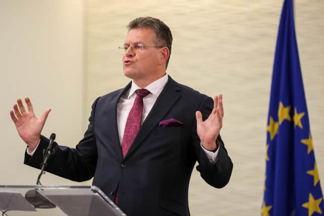 EU Commission Vice President Maros Sefcovic speaking at Europe House in Westminster