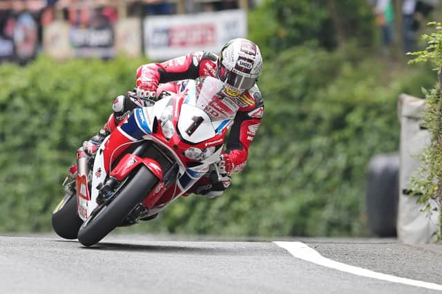 John McGuinness at Union Mills on his way to his 23rd and most recent Isle of Man TT victory on the Honda Racing Fireblade in the 2015 Senior. Picture: Dave Kneen/Pacemaker Press.