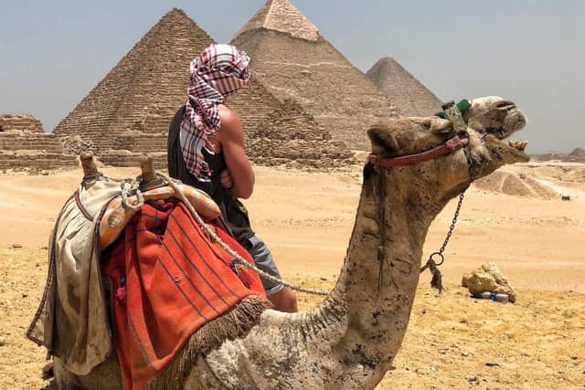 Surveying the Ancient Pyramids of Giza in Egypt